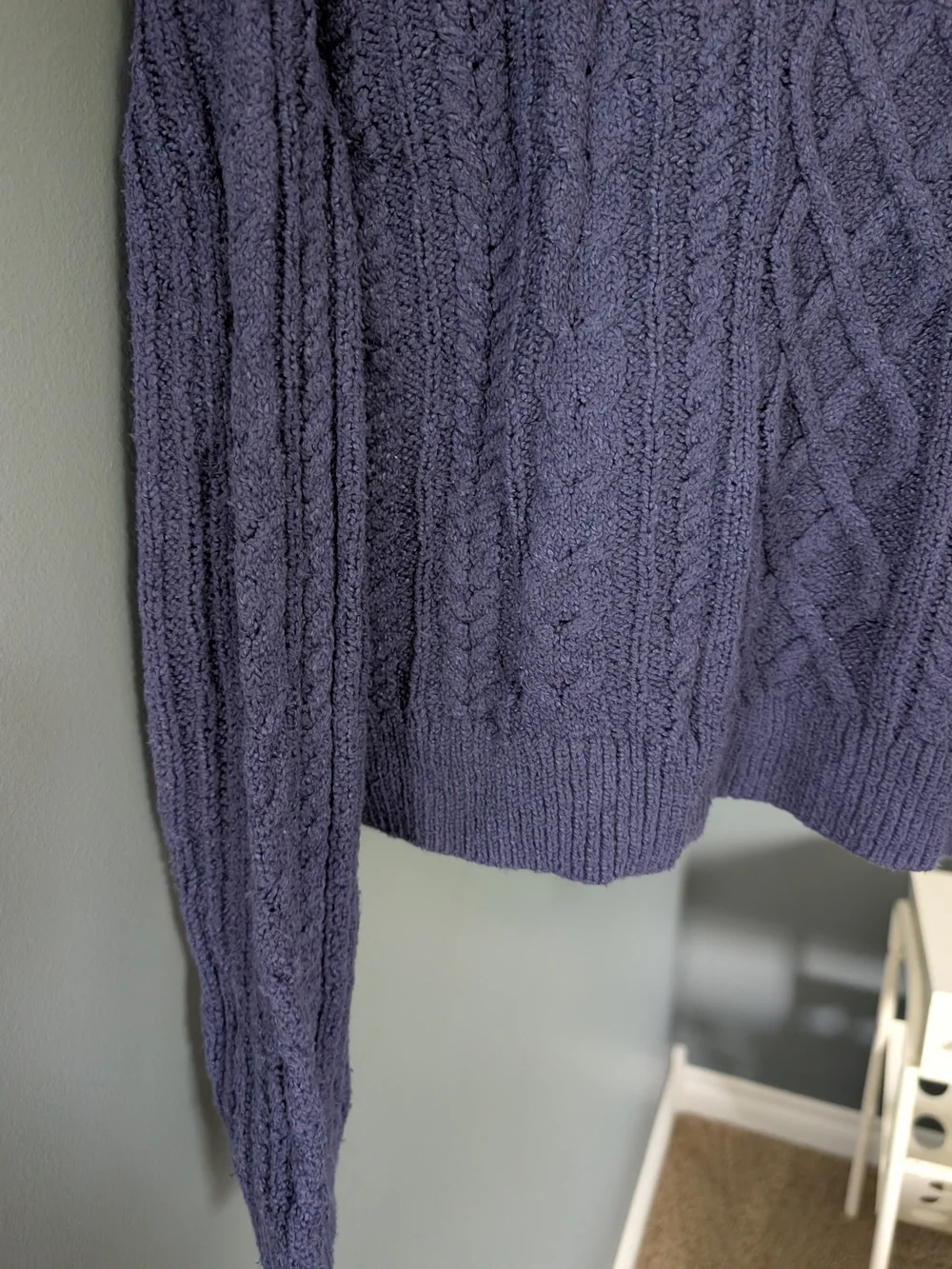 J. Crew Textured Cable Crewneck Sweater - Navy Blue